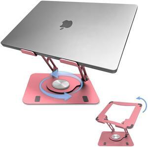 Swivel Laptop Stand for Desk, Adjustable Laptop Stand for Desk w/ 360deg Rotation, Raise Tilt Cools Laptop with This Ergonomic Laptop Stand Riser, Collapsible iPad Computer Laptop Stand (Rose Gold)