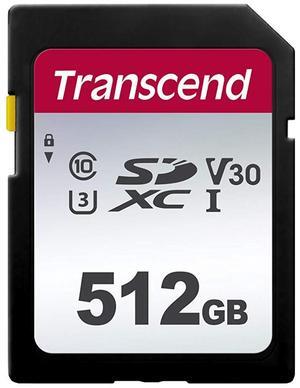 Transcend 512GB 300S(SD Card), Memory Card, SD Card, U3, V30, 4K UHD, Up to 100/55 MB/s - TS512GSDC300S