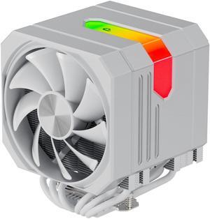 CPU Air Cooler with 6X6mm Heat Pipes,Dual 120mm Fan ARGB CPU Cooler 1600rmp,CPU Air Cooler AMD AM5/AM4/AM3 Series,CPU Air Cooler 6.22'' Height compatible with Intel LGA 1851/1700/1150/1155/2011(White)