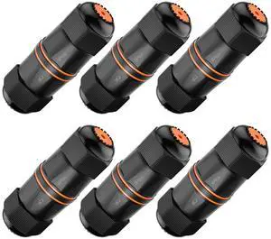 VCELINK CAT6A Waterproof Ethernet Coupler IP68 Short Profile, Female to Female Outdoor RJ45 Connector Shielded, Network Cable Extender 10Gbps for CAT6A/CAT6/CAT5E/CAT5 Cables 6-Pack, 3.23in