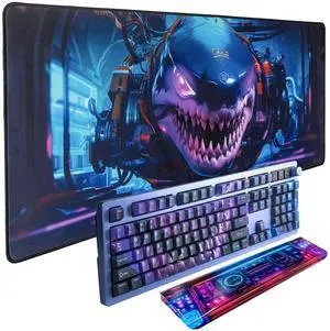 GUNMJO Shark PBT Dye-Sublimation Keycaps+Acrylic Wrist Rest+Gaming Mousepad Bundle