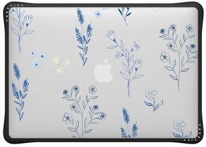 CASETiFY Impact MacBook Air 13-inch (M1/Intel) Case [Enhanced Protective Corner Design/Ventilation Cutouts/Anti-Slip Grip] - Small Blue Flowers - Clear Black