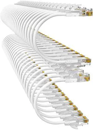 10Gsupxsel Cat6a Patch Cables 1ft (48 Pack) Slim, Cat6 Ethernet Patch Cable Pure Copper, Flexible Cat 6 Patch Cable 550MHZ 10G, Space-Saving Cat 6A Network Cables for Patch Panel White