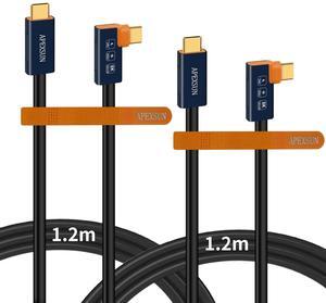 APEXSUN [2 Pack Elbow M/M Coaxial 4.0FT USB C Cable,USB C to USB C Cable Support Thunderbolt 4/3,USB4,240W Charging,8K Display,40Gbps Data Transfer for SSD, EGPU,Docking,MacBook,Pad, Phone