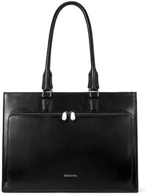 BOSTANTEN Leather Briefcase for Women Vintage 15.6 inch Laptop Bag for Women Business Shoulder Handbag Black