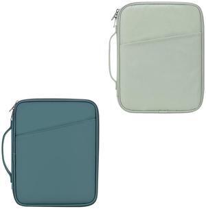 9-11 Inch Tablet Carrying Sleeve, Teal Blue(PU)+Green(Fabric), 2Pcs