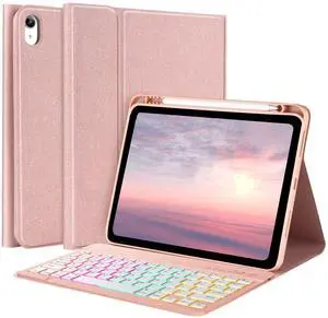 Keyboard Case for iPad 10th Generation 10.9 Inch 2022/11 Inch A16 2025 (11th Generation) with 7-Color Backlit Magnetic Wireless Detachable Keyboard & Pencil Holder, for iPad (A16) 11th/10th Gen