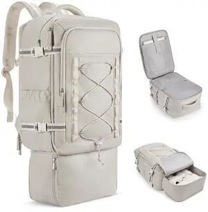 CLUCI Travel Backpack 30L, Waterproof Laptop Backpack Fits 17.3 Inch Laptop, Carry On Backpack with shoe compartment, Durable Expandable Gym Backpack, Large Hiking Backpack for Men WomenWhite