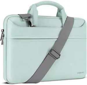 DOMISO 15.6 inch Laptop Sleeve Shoulder Bag Water-Resistant Protective Messenger Bag Business Briefcase for 15.6" Yoga Chromebook Ideapad/15.6" Notebooks/Dell Latitude/HP Envy,Mint Green