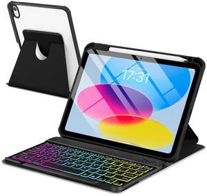 EAMPANG Case with Keyboard for iPad 11th 10th Generation 11/10.9 inch,Rainbow Backlit Detachable Keypad Rotatable Magnetic Cover with Pencil Holder for iPad 11 A16 2025 10 Gen 2022 Black