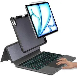 eoso iPad Air 5th Keyboard Case for iPad Air 11 inch (M2) 2024/4th/3rd/2nd/1st Gen -iPad10.9 Air 5 /Air 4 Gen-7 Color Backlight,Touchpad Detachable Slim Cover with Pencil Holder (10.9"/11",Black)