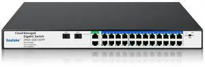 26 Port Gigabit Switch, Easy Smart Managed Ethernet Switch, Network Hub, Ethernet Splitter, Plug & Play, Industrial Grade Fan Metal Design, VLAN, Qos, Desktop or Wall Mount