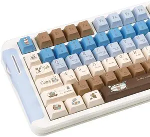 GEKUCAP 130 Keys PBT Keycaps Sea Salt Chocolate Theme Cute Keycaps Cherry Profile Dye Sublimation Custom Key Caps Set for Cherry Gateron MX Switches Mechanical Keyboards