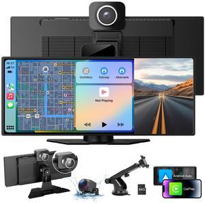 Portable Carplay Screen for Car, 10.26" Wireless Apple Carplay & Android Auto with 4K Dash Cam,1080p Backup Camera, Car Audio Receivers, GPS Navigation, Super Link, Bluetooth, FM, Music Player