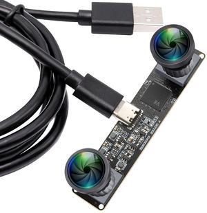 IFWATER 3D Stereo USB Camera 120fps Global Shutter Printer USB Camera Module with 120 Degree No Distortion Synchronization Dual Lens PC Computer Camera Plug and Play for Raspberry Pi Mac Linux Windows