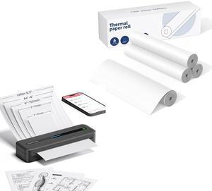 ItriAce M832 Portable Printer, 300DPI Wireless Bluetooth Thermal Printer, Support Multi-Size Thermal Paper, with Continuous Thermal Paper 4 Rolls
