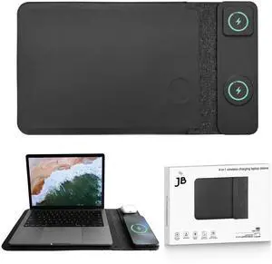 4-in-1 Laptop Sleeve with Wireless Charging - 13/14 inch - Updated Version- Charging Mat for Laptop - Compatible with MagSafe - Use as Case, Phone and Earbuds Charging Pad, Desk and Mouse Pad
