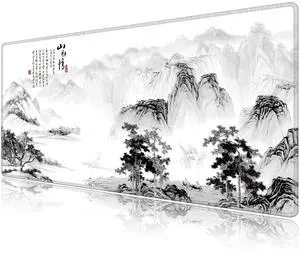LL-COEUR Pattern Large Gaming Mouse Pad 39.3x19.6x0.12inch, XXL Extended Keyboard Mat Oversized Desktop Protector Mat (Landscape 2, 39.3"x19.6"x0.12")