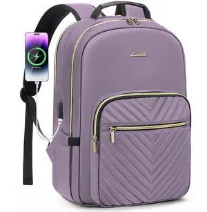LOVEVOOK Laptop Backpack for Women 18.4 inch,Cute Womens Travel Backpack Purse,Professional Laptop Computer Bag,Waterproof Work Business College Teacher Bag Carry on Backpack with USB Port,Taro Purple