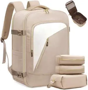 LOVEVOOK Travel Backpack for Women, 40L Carry on Backpack for Airplanes, Large TSA Personal Item Travel Bag Fits 17.3" Laptop, Water-Resistant Business Weekender Backpack, 4Pcs