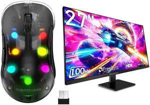 memzuoix LED Rechargeable Wireless Mouse and 27 Inch Computer Monitor 100hz 1920 x 1080p with HDMI