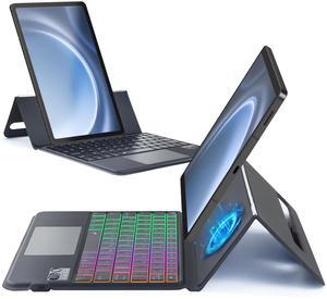 MePadKey Trackpad Keyboard Folio Case for Samsung Galaxy Tab S9 FE 5g 10.9 inch/S7/S8/S9 11.0", Slim Magnetic Case with Rainbow Backlit Touchpad Keyboard Type-C Charging fit S9 fe Tablet (Black)