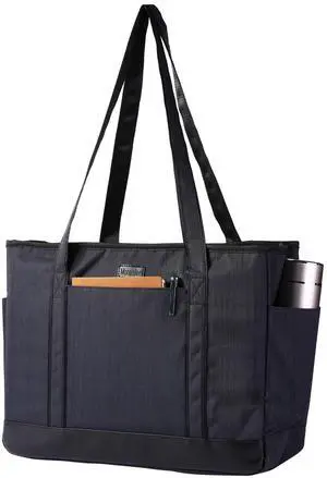 Monanller Fashion Teacher Tote Bag, Large Utility Work Bags with Laptop Compartment for Women and Men, Carry Bag with Several Inner and Outer Pockets - Black and Blue Monanller Fashion Teacher Tote Bag, Large Utility Work Bags with Laptop Compartment for Women and Men, Carry Bag with Several Inner and Outer Pockets - Black and Blue