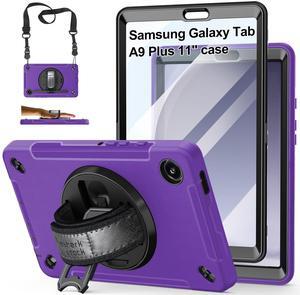Case for Galaxy Tab A9 Plus 5G 2023: Heavy Duty TPU Cover for Samsung Tablet A9+ 11 Inch with Screen Protector- Stand - Handle - Shoulder Strap -S-Pen Holder- Purple