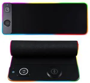 MINLIU 3-in-1 Wireless Charging RGB Gaming Mouse Pad, 800x300mm, 10 LED Light Modes, Non-Slip Rubber Base, USB, Compatible with PC