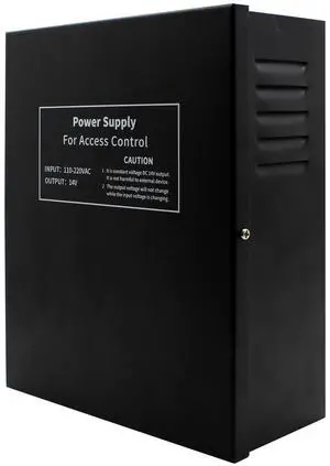 Power Supply Control AC 110-240V to DC 12V 5A Worldwide Voltage Metal Boxed Cabinet Regulated UPS Power Supply Unit with Backup Battery Link for Door Access Entry System (12V / 5A)