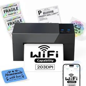 WiFi Shipping Label Printer 4x6 - Wireless Thermal Shipping Label Printer for Packages, Small Business, Office, Home, Compatible with Ebay, USPS, Shopify, Amazon