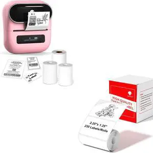 Phomemo M220 Label Maker & 4 Roll Label, 3.14 Inch Bluetooth Thermal Label Printer for Barcode, Address, Labeling, Mailing, File Folder Label, Easy to Use, Support Smartphone, Tablet&PC