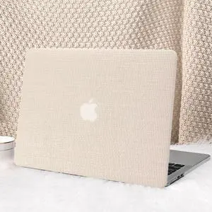 Seorsok Compatible with New MacBook Air 13.6 inch Case M4 M3 M2 2025 2024-2022 Release A3240 A2681 A3113 Touch ID,Elegant Leather Plastic Hard Shell Case with Transparent Keyboard Cover,Beige