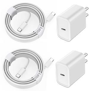 iPhone 15 Charger Fast Charging, 2Pack 10FT Long USB C to C iPhone Fast Charging Cable Cord with 20W USB C Fast Charger Block Adapter for iPhone 15/15 Pro/15 Pro Max/15 Plus, iPad 12.9/11/10.9/Air 5/4