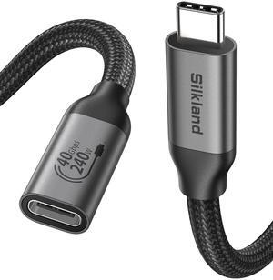 Silkland USB4 Extension Cable for Thunderbolt 4, [40Gbps/240W/8K] USB C Extension Cable 5ft, 8K@60Hz Type C Video Extender Male to Female Compatible for USBC Hub/PSVR2/iPhone 16/MacBook/iPad/Mag Safe