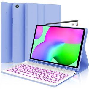 Keyboard Case for Samsung Galaxy Tab S6 Lite 10.4" 2024 2022/2020 SM-P610/P613/P615/P619, Backlit Detachable Wireless Bluetooth Keyboard Case Slim Stand Cover S Pen Holder(Purple)