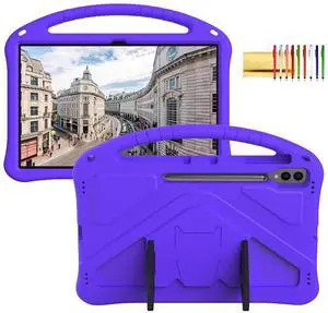 Kids Case for Samsung Galaxy Tab S10 Ultra/S9 S8 Ultra 14.6-inch Tablet, Techcircle Light Weight Shock Proof EVA Foam Handle Rugged Stand Protective Cover, Purple
