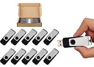 TOPESEL 10 Pack 16GB USB 2.0 Flash Drive Memory Stick Fold Storage Thumb Stick Pen Swivel Design (16G, 10PCS, Black)
