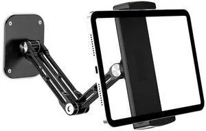 Lucrave Tablet Wall Mount Holder, Aluminium Extendable iPad Wall Holder, with 360°Rotating Base Adjustable and Foldable for iPad Pro Air Mini, Galaxy Tab, All 4.7-13" Phones and Tablets