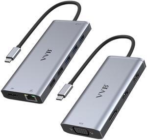 USB C Laptop Docking Station Dual Monitor USB C Hub Adapter 3 Monitors