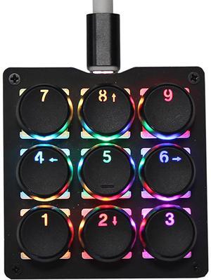 Mechanical Numpad One Handed Gaming 24 Macro Programmable Setting Keypad Round keycap 9 Keys Fully Programmable Keys RGB Backlit Gaming Keyboard Electric Game Numpad for Windows/Mac Blue Switch