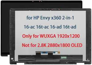 N86624-001 N86625-001 Touch Screen Replacement for HP Envy x360 2-in-1 16-ac 16t-ac 16-AC0013DX 16-ac0023dx 16-ac0033dx 16-ac0xxx 16-AC0010CA LCD Display Digitizer Assembly WUXGA 1920 x 1200