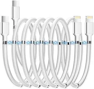 AICase Magnetic USB C to Lightning iPhone Cable Type C Super Organized Charging Magnetic Absorption Nano Data Cable Compatible iPhone 14/13/12/11/Mini/Pro/Max/X/XR/8/SE,iPad Air/Pro_6.5 FT(2Pack)