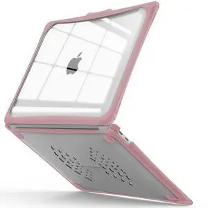 IBENZER Hexpact Compatible with MacBook Air 13 Inch Case 2022 2021 2020 M1 A2337 A2179 A1932, Heavy Duty Protective Case with Screen Lock for Mac Air 13 with Touch ID, Pinkish, AT13-PKSH