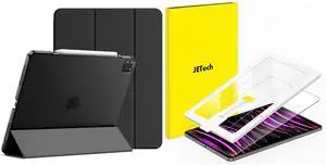 JETech iPad Pro 12.9-Inch (2020/2018 Model, 4th/3rd Generation) Case and One Touch Install Screen Protector Bundle