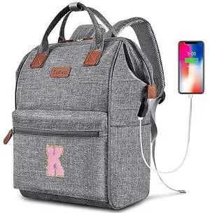 Personalized Initial Laptop Backpack for Women-Waterproof Teacher Backpack/College Backpack/Nurse Backpack for Work,Travel Bckapack with 15.6" Laptop Compartment-Birthday Gift for Women