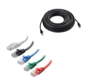 Cable Matters 1-Pack 50 Foot Snagless Long Cat6 Ethernet Cable (Cat6 Cable, Cat 6 Cable) in Black & 5-Color Combo 5 Foot Snagless Short Cat6 Ethernet Cable