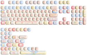 YUNZII Cute Pink Kitten Custom Keycaps, 141 Keys Dye Sub PBT MOG Profile Keycap Set for Mechanical Gaming Keyboards (Pink Kitten)