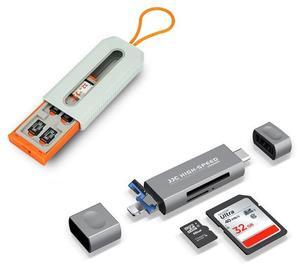 3IN1 SD Card Reader for iPhone iPad MacBook+18 Slots Memory Card Case
