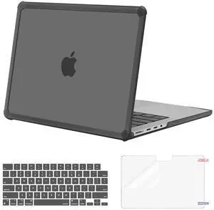 MOSISO Compatible with MacBook Pro 14 inch Case 2025-2021 M4 M3 M2 M1 A3112 A3185 A3401 A2918 A2992 A2779 A2442, Anti-Cracking Heavy Duty TPU Bumper Hard Case&Keyboard Skin&Screen Film, Gray